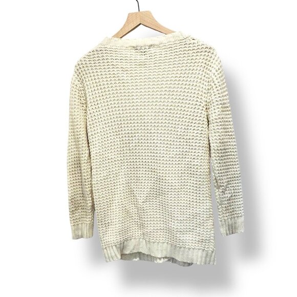POL Chunky Cable-Knit Grandpa Cardigan – Cream/Ivory – Size L Cozy Vintage Vibe - Picture 13 of 15